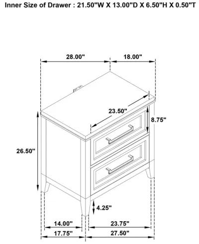 Marielle - 2-Drawer Nightstand Bedside Table - Distressed White