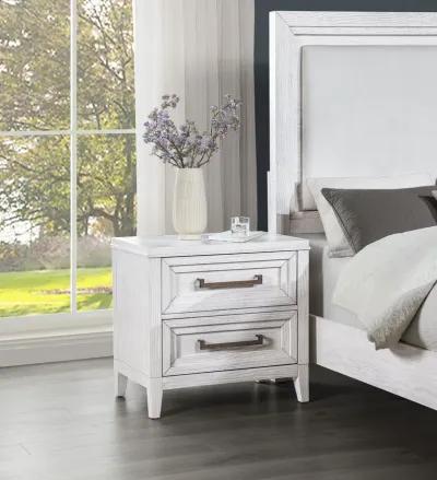 Marielle - 2-Drawer Nightstand Bedside Table - Distressed White