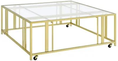 Adri - Square Glass Top Coffee Table With Casters