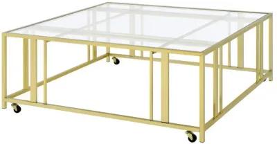 Adri - Square Glass Top Coffee Table With Casters