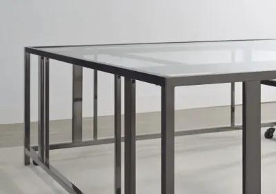 Adri - Square Glass Top Coffee Table With Casters