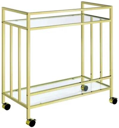 Cara - 2-tier Rectangular Glass Shelf Metal Bar Cart