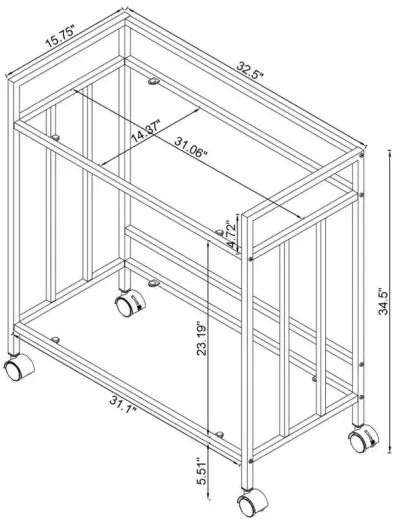 Cara - 2-tier Rectangular Glass Shelf Metal Bar Cart