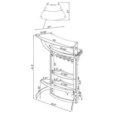 Dallas - 2-Shelf Curved Freestanding Home Bar Cabinet