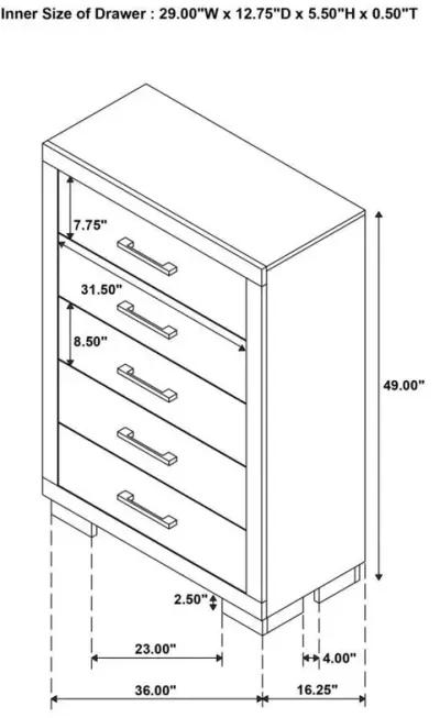 Jessica - 5-Drawer Bedroom Chest