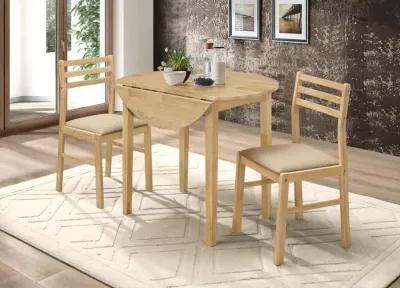 Bucknell - 3 Piece Round Drop Leaf Dining Table Set