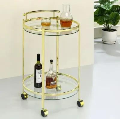 Chrissy - Round Glass Shelf Metal Bar Cart