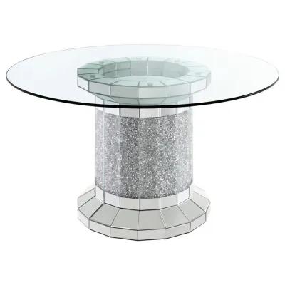 Ellie - Mirrored Pedestal Dining Table Set