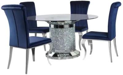 Ellie - Mirrored Pedestal Dining Table Set