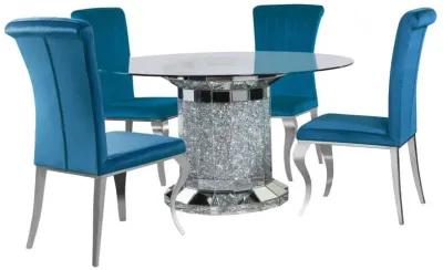 Ellie - Mirrored Pedestal Dining Table Set