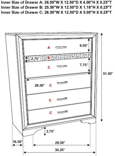 Miranda - 5-Drawer Bedroom Chest