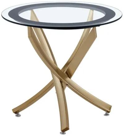 Brooke - Round Glass Top Side End Table Metal Base