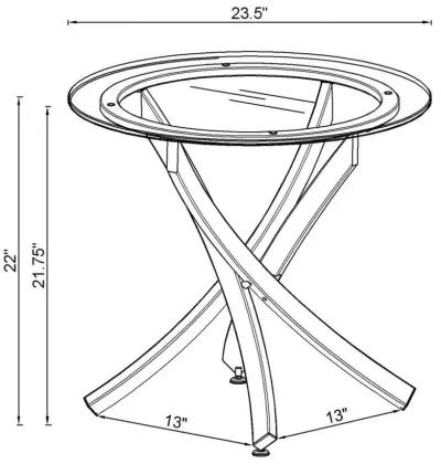 Brooke - Round Glass Top Side End Table Metal Base