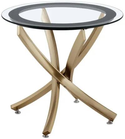 Brooke - Round Glass Top Side End Table Metal Base