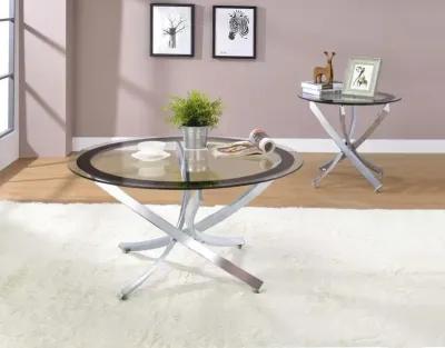 Brooke - Round Glass Top Coffee Table Metal Base