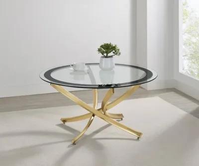 Brooke - Round Glass Top Coffee Table Metal Base