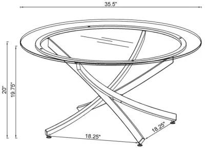 Brooke - Round Glass Top Coffee Table Metal Base