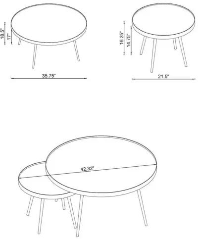 Kaelyn - 2 Piece Round Mirror Top Nesting Coffee Table