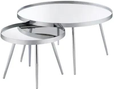 Kaelyn - 2 Piece Round Mirror Top Nesting Coffee Table