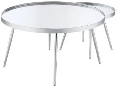 Kaelyn - 2 Piece Round Mirror Top Nesting Coffee Table