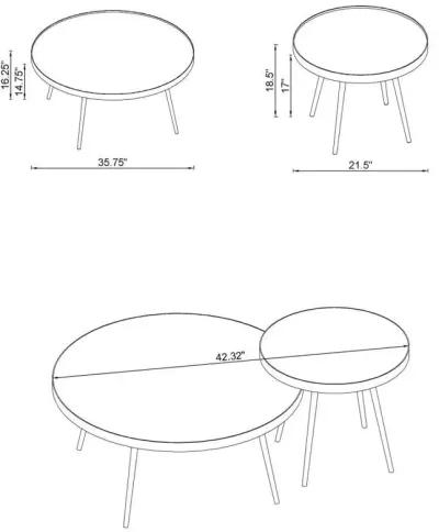 Kaelyn - 2 Piece Round Mirror Top Nesting Coffee Table