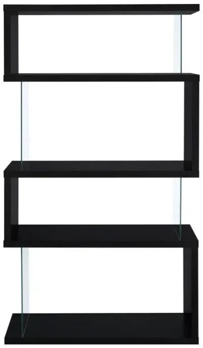 Emelle - 4-Shelf Glass Panel Bookshelf