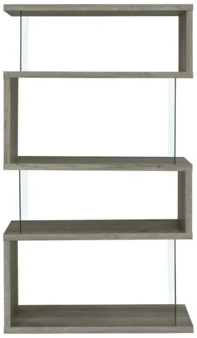 Emelle - 4-Shelf Glass Panel Bookshelf