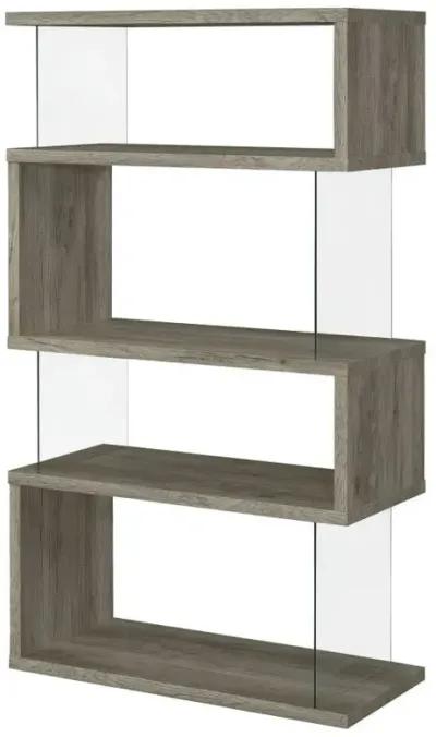 Emelle - 4-Shelf Glass Panel Bookshelf