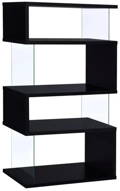 Emelle - 4-Shelf Glass Panel Bookshelf