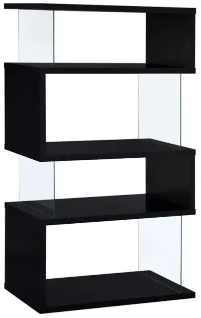 Emelle - 4-Shelf Glass Panel Bookshelf