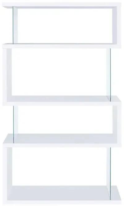 Emelle - 4-Shelf Glass Panel Bookshelf