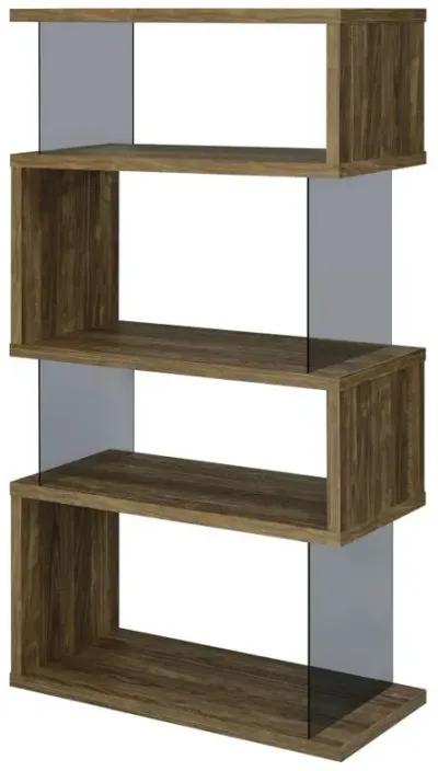 Emelle - 4-Shelf Glass Panel Bookshelf