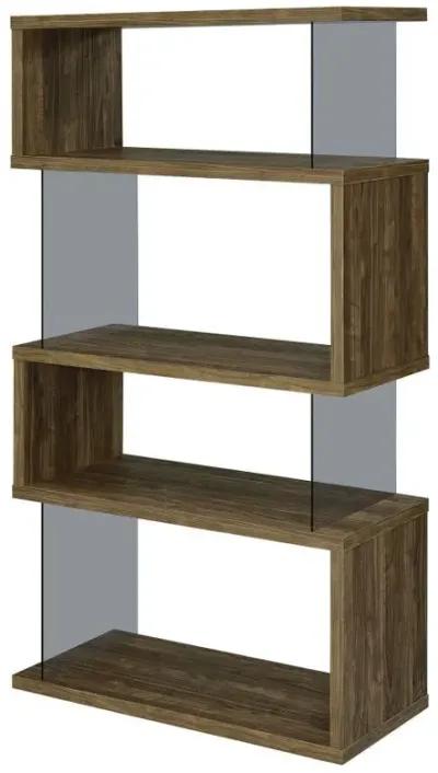 Emelle - 4-Shelf Glass Panel Bookshelf