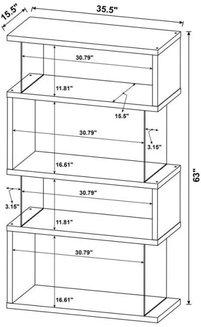 Emelle - 4-Shelf Glass Panel Bookshelf