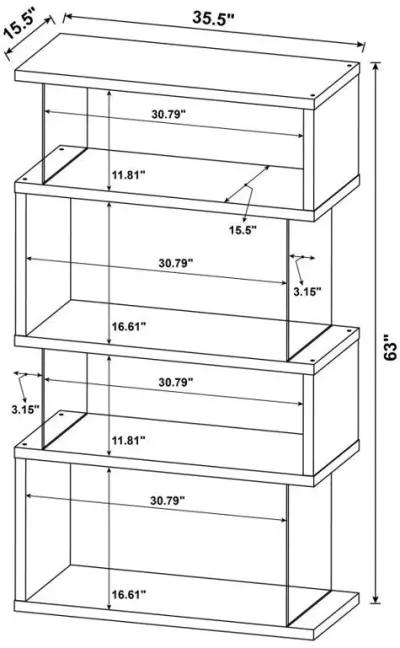 Emelle - 4-Shelf Glass Panel Bookshelf