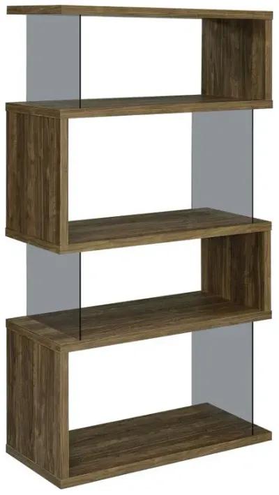 Emelle - 4-Shelf Glass Panel Bookshelf