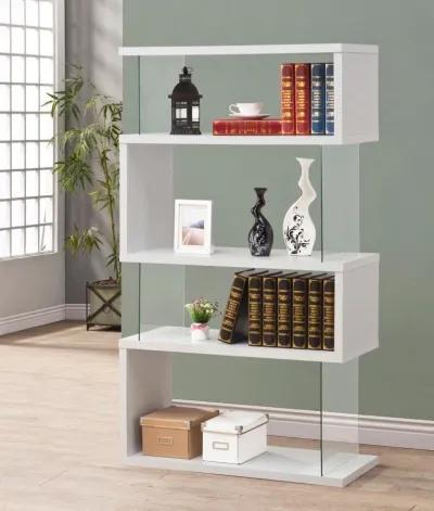 Emelle - 4-Shelf Glass Panel Bookshelf