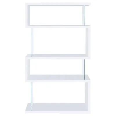 Emelle - 4-Shelf Glass Panel Bookshelf