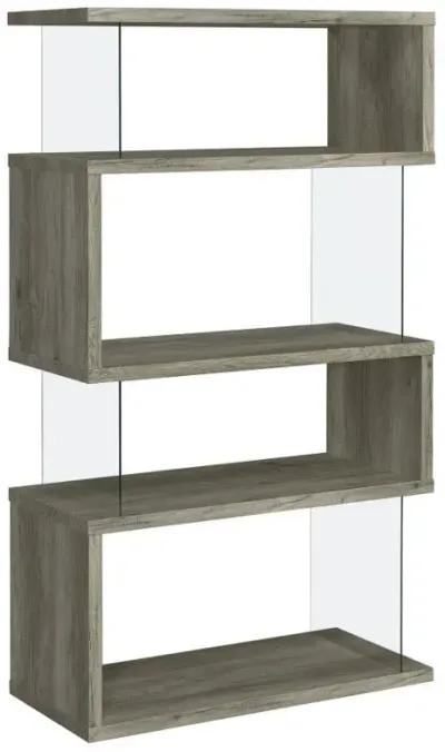 Emelle - 4-Shelf Glass Panel Bookshelf