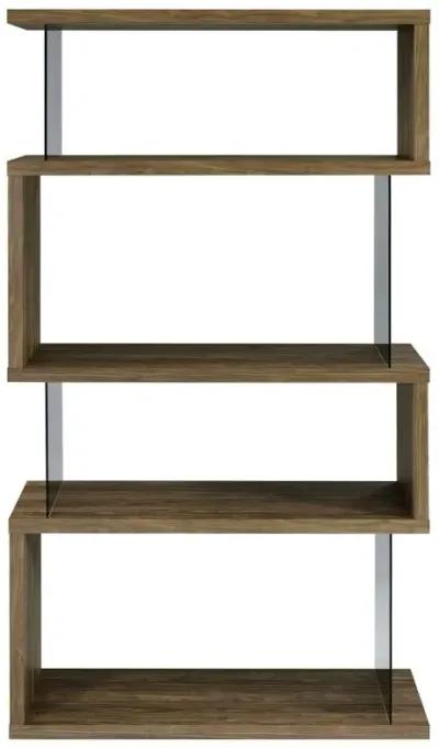 Emelle - 4-Shelf Glass Panel Bookshelf