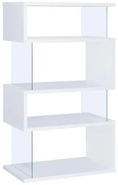 Emelle - 4-Shelf Glass Panel Bookshelf