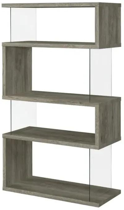 Emelle - 4-Shelf Glass Panel Bookshelf