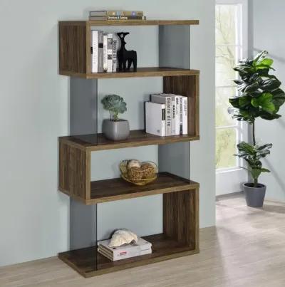 Emelle - 4-Shelf Glass Panel Bookshelf