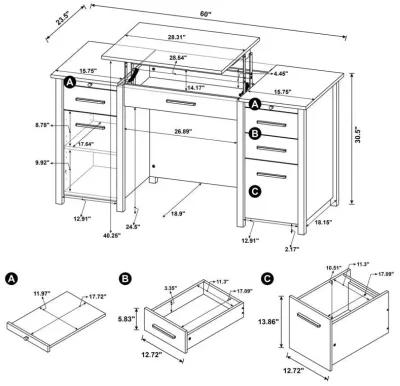 Dylan - 4-Drawer Lift Top Office Desk