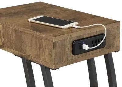 Troy - 1-Drawer C-Shaped Side Table Power Outlet