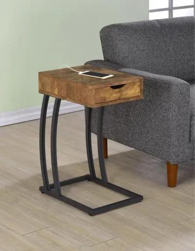 Troy - 1-Drawer C-Shaped Side Table Power Outlet