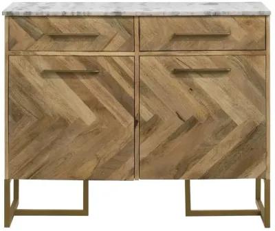 Keaton - Marble Top Herringbone Accent Cabinet