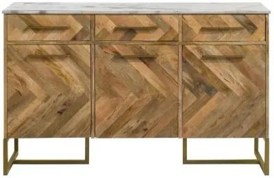 Keaton - Marble Top Herringbone Accent Cabinet