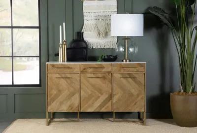 Keaton - Marble Top Herringbone Accent Cabinet