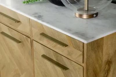 Keaton - Marble Top Herringbone Accent Cabinet